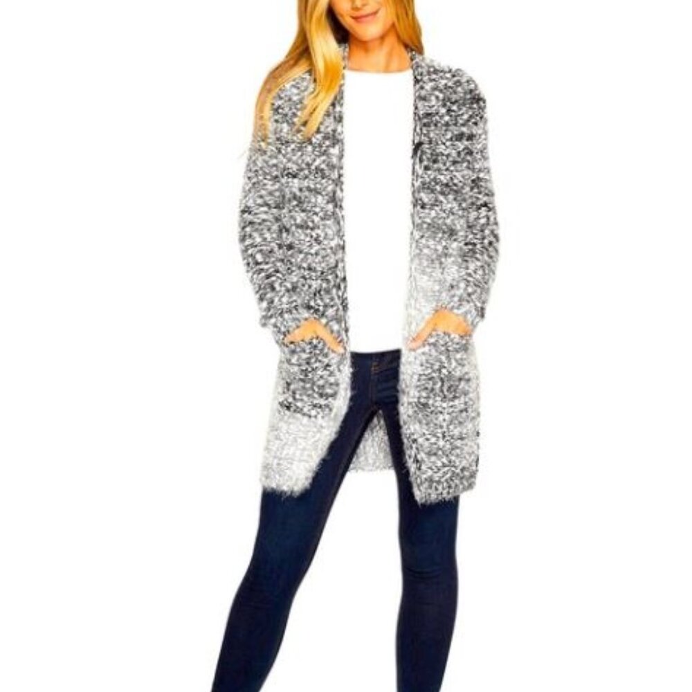 Bobeau Harper Open Front Eyelash Cardigan Longline With Pockets NWOT NEW